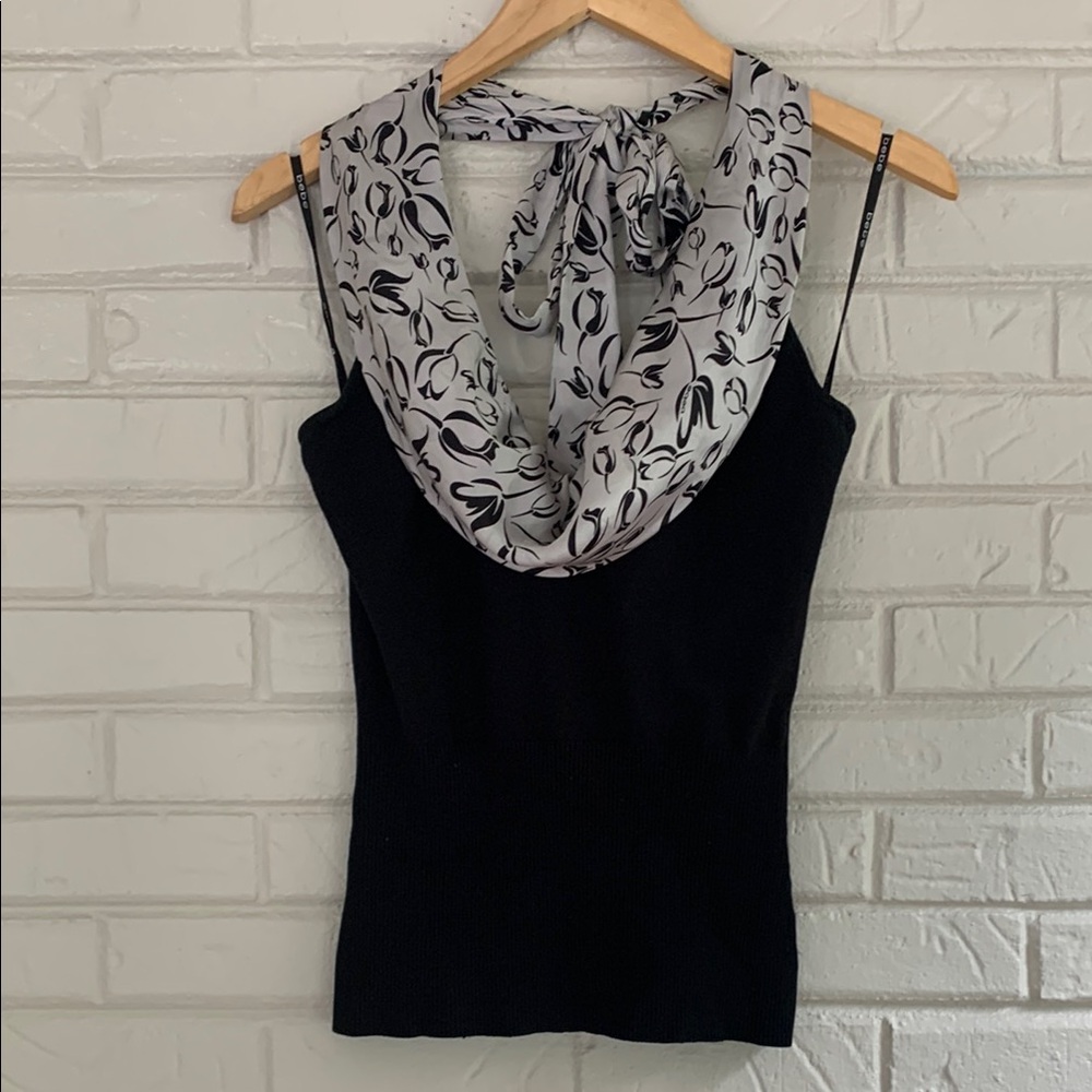 Black Bebe HalterTop with Floral Scarf